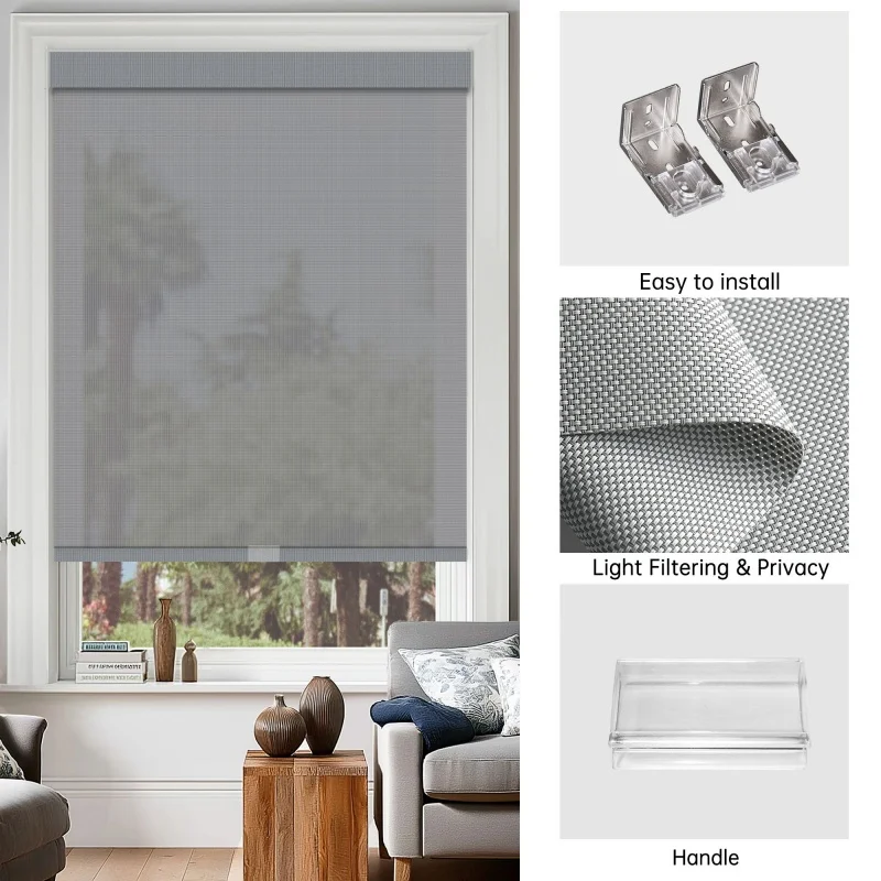 Wholesale Custom Window Shades 5% Openness Fabric Square Cassette Child Safety Manual Cordless Roller Zebra Blinds For House