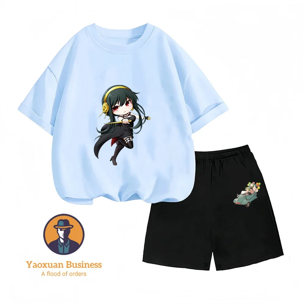 moda-de-verao-para-meninos-e-meninas-de-2-a-14-anos-conjunto-de-duas-pecas-de-algodao-com-estampa-de-desenho-animado-spy×family-venda-imperdivel-para-criancas