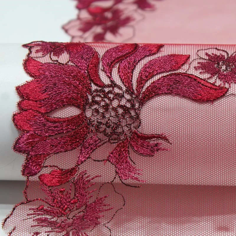 Flower Embroidery Lace Accessories Curtain Sofa Cushion Decoration Lace Two Color Screen Bottom Polyester Yarn Pressed Wholesale