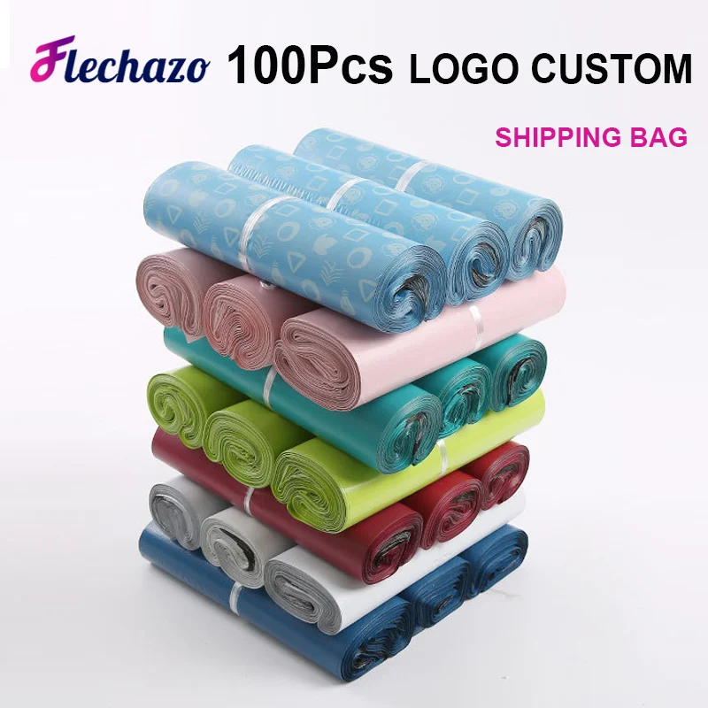 

Shipping Bag 100 Pcs Logo Customized Polyethylene Mailing Bags With Logo Self-Adhesive Plastic Express Bags Gift Wrapping Bags