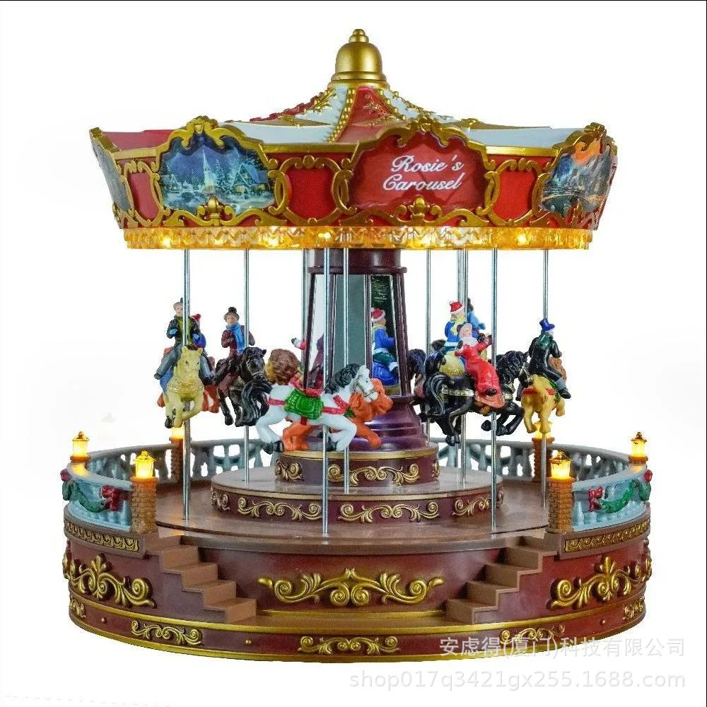 Decorations LED carousel playground music box gifts handicrafts ornaments European craft ornaments