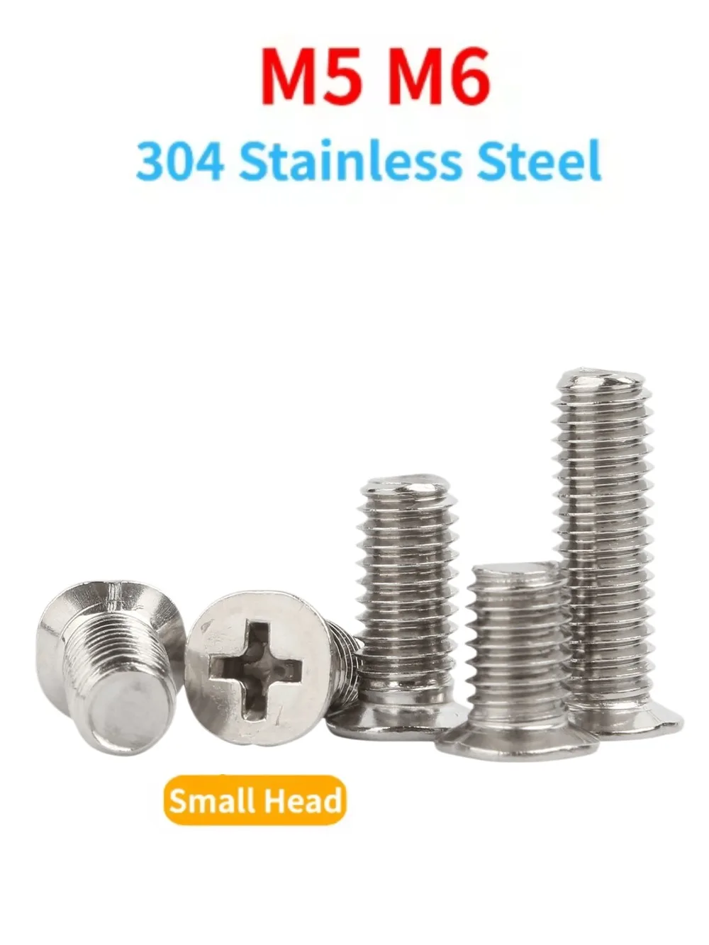 M5 M6 Flat Countersunk Small‑Head Cross Screws, 304 Stainless Steel 6‑30mm Length Wear‑Resistant Metric Fastening Hardware