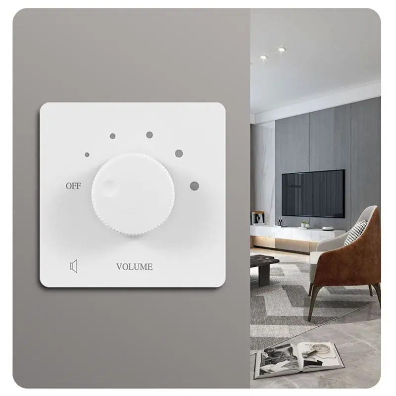 B92B 50W Volume Control Switch 5 Gears Tuning Knob, Lossless Sound Volume Controller for Home Speakers, White