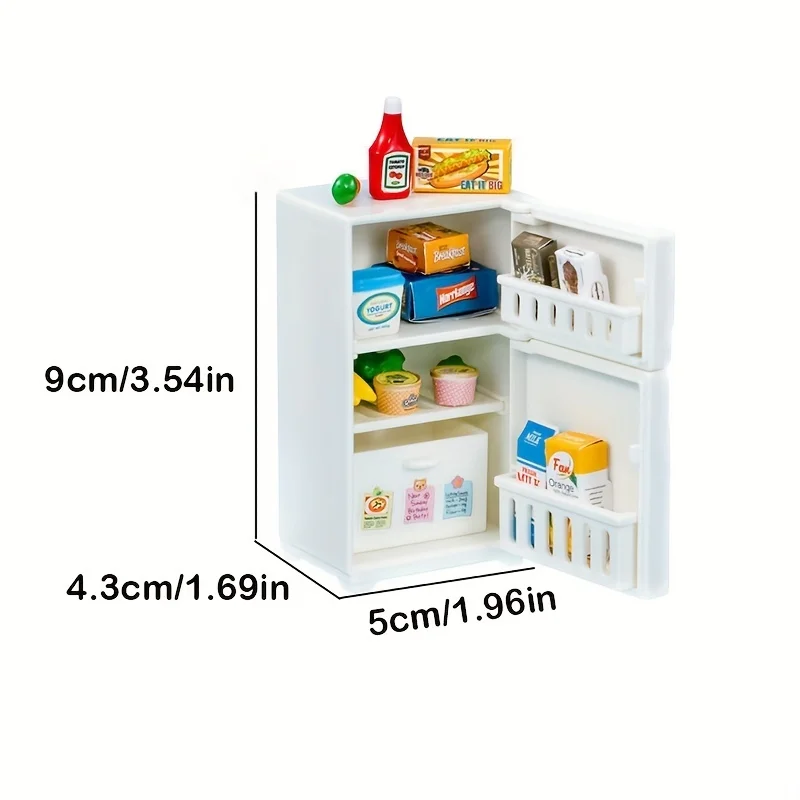 1:12 casa de muñecas en miniatura, refrigerador blanco de juguete, Mini juguete para nevera, comida simulada, juguetes para juego de imitación, muebles de cocina, decoración del hogar