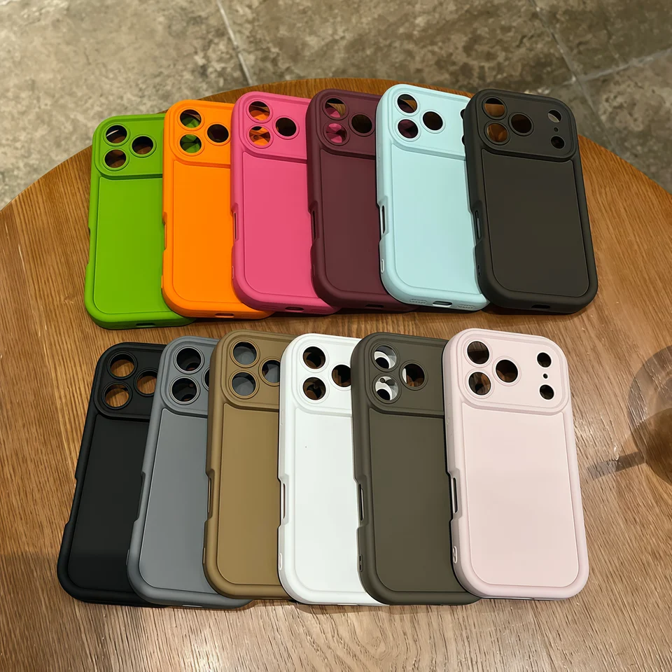 Funda engrosada a prueba de golpes para iPhone 17 16 15 14 13 12 11 Pro Max, cubierta de color puro para iPhone 17 Air 14 15 16 Plus accesorios 3