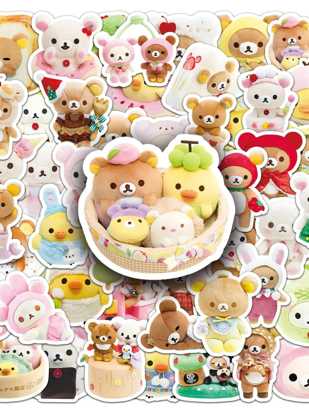 54 pièces Rilakkuma Kawaii autocollants Anime ours décontracté bricolage fournitures d'art cahier papeterie Paster tasse d'eau décor classique jouets cadeau
