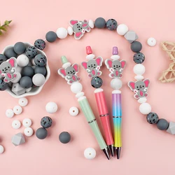 30Pcs Baby Silicone Beads Animals Theme Toys Set For Jewelry Making DIY Beaded Pen Pacifier Chain Food Grade Accessories