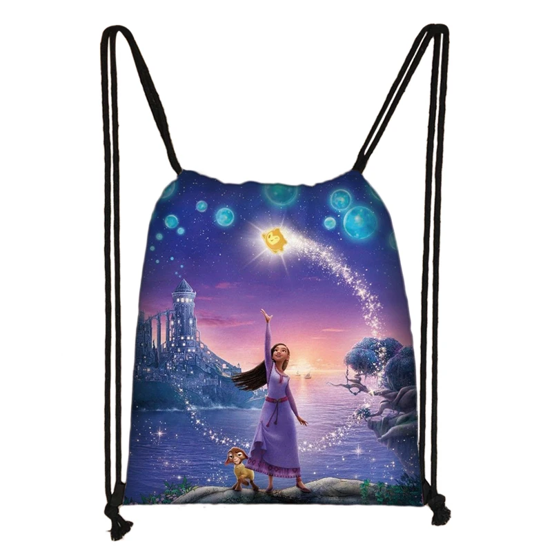 

Fashion Disney Wish Daily Casual Bag Boys Girls Knapsack Drawstring Bags Storage Bag Shopping Beach Bags