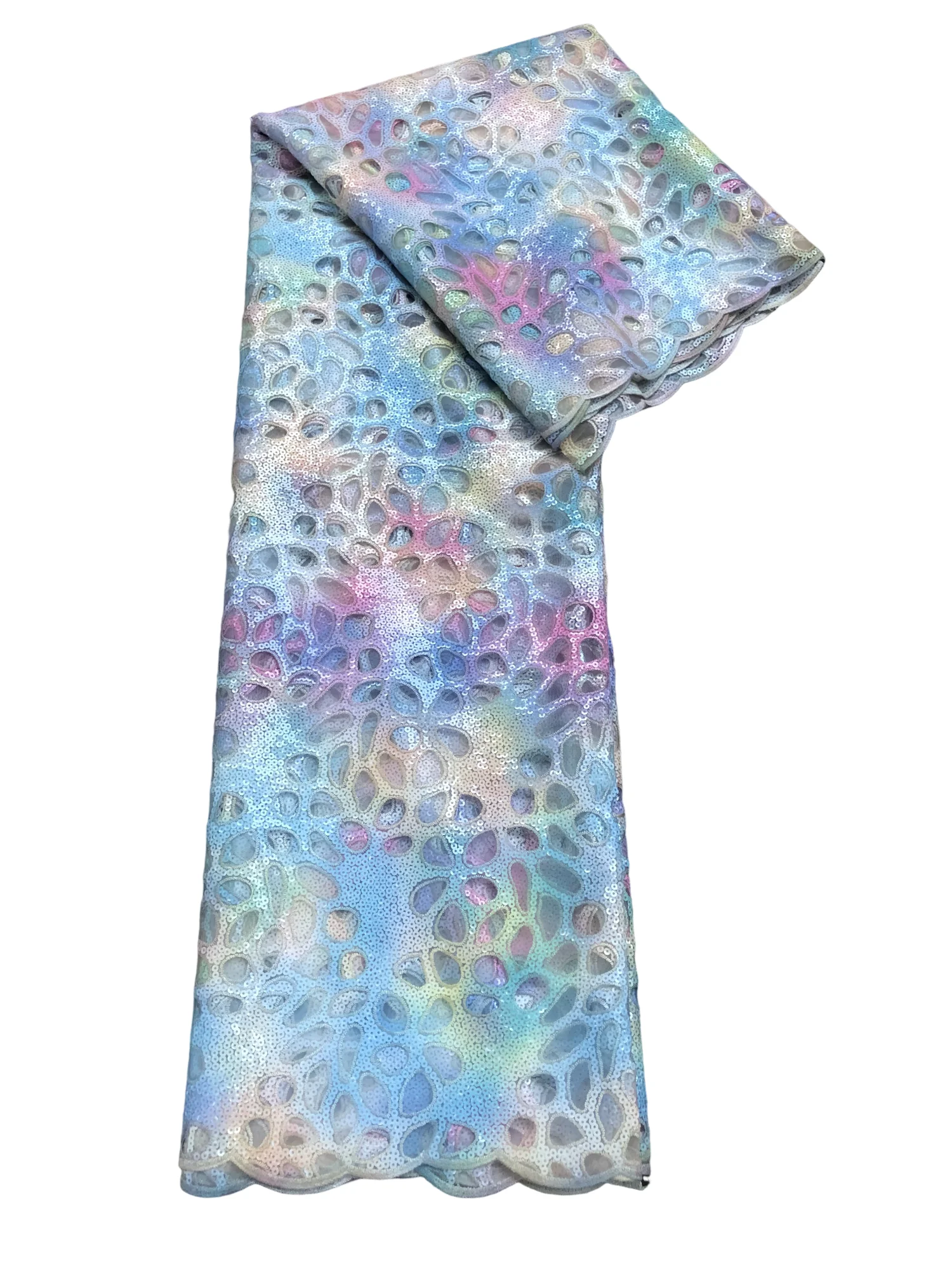 

Multicolor African Lace Fabric High Quality Fabrics For Sewing Hollow Out Design Nigerian Wedding Dress French Tulle Materials