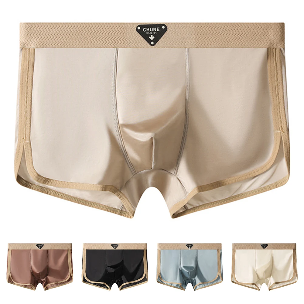 

Perfect For Relaxing Ice Silk Underwear Comfortable Soft Boxers For Men Classic Style Trunks 30 Spandex Material