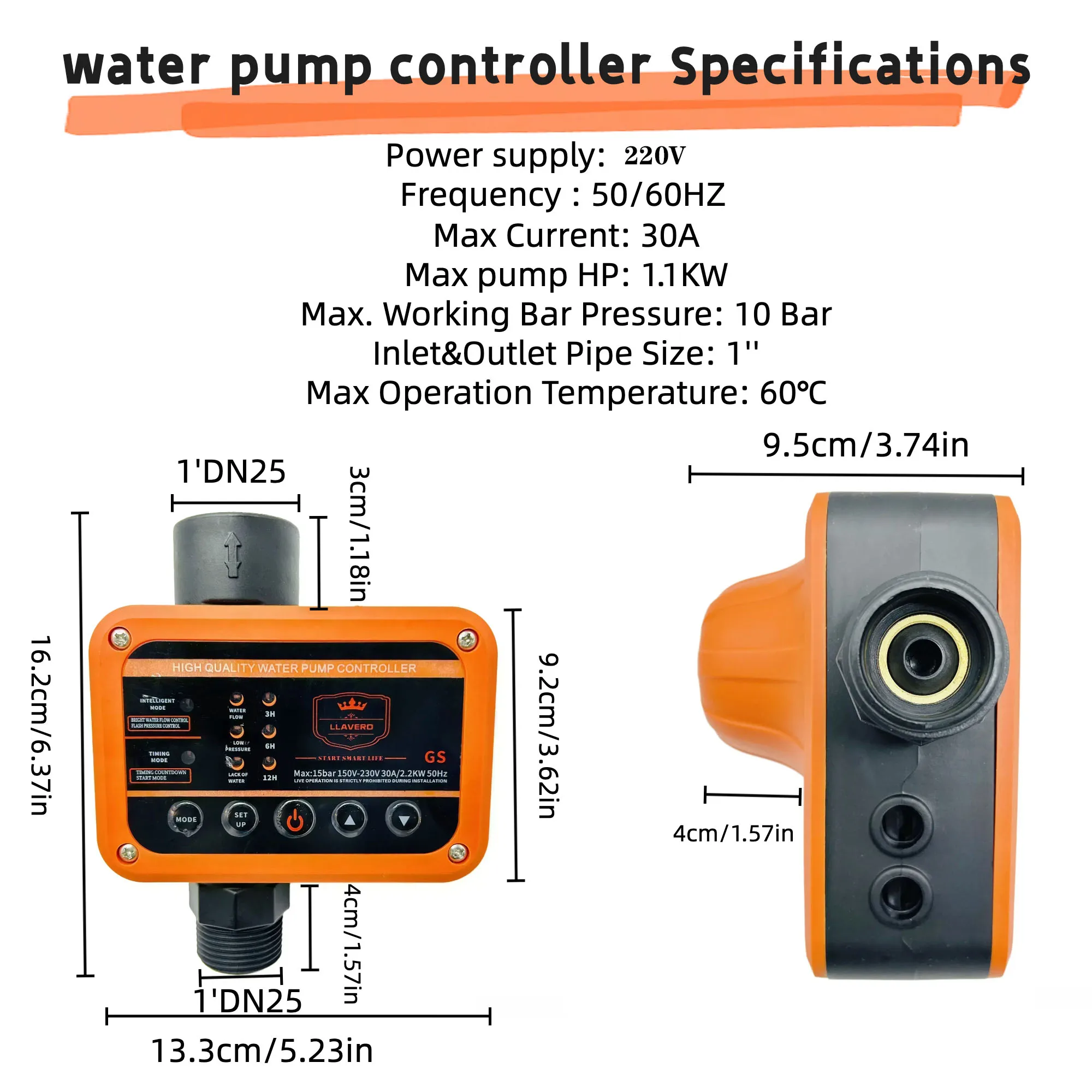 Pressure Switch Gs type Water Pump Pressure Switch 50/60HZ 10A 15A 25A automatic water pump pressure controller
