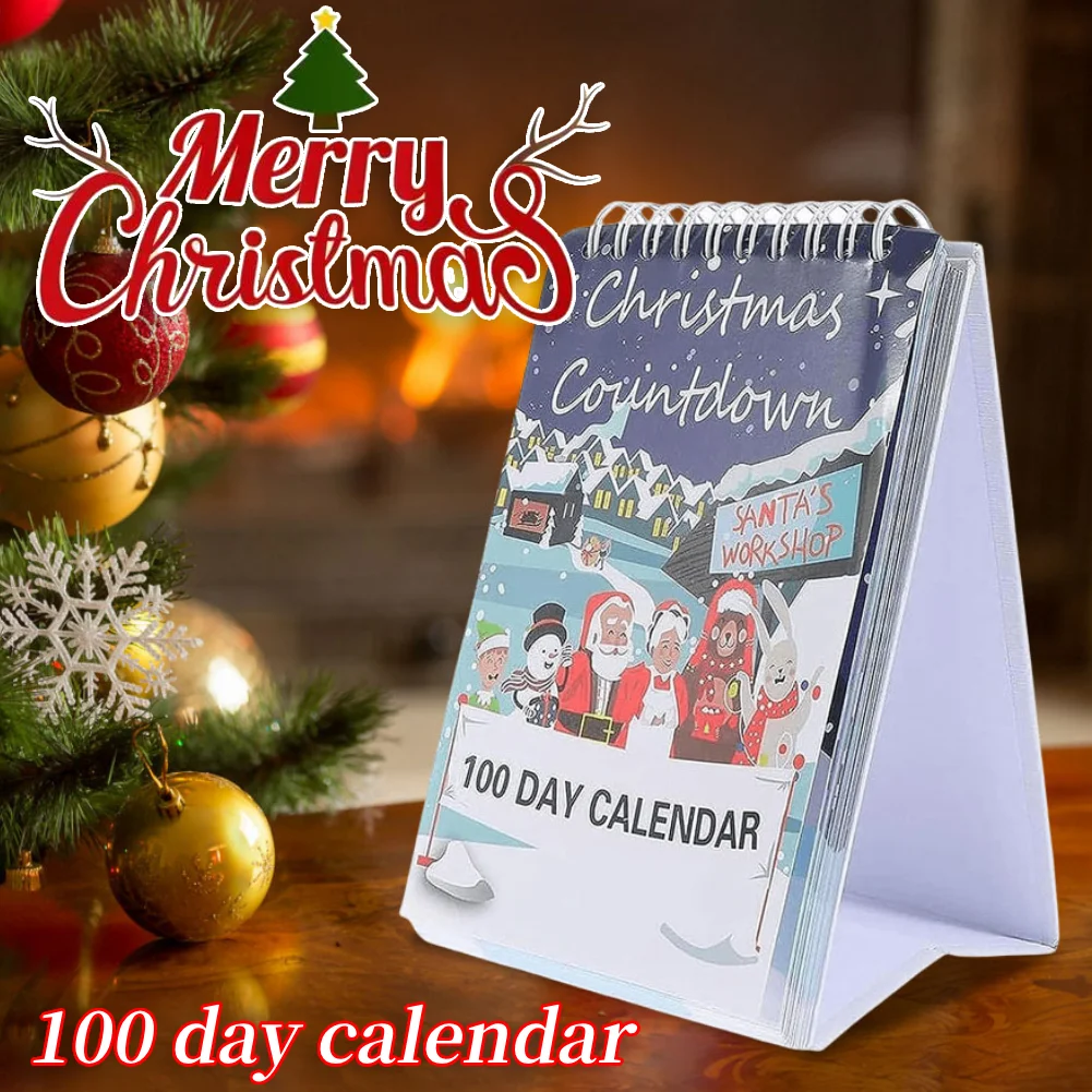 

100 Day Christmas Countdown Calendar Festive Countdown Desk Calendar Christmas Advent Calendar Christmas Table Decorations