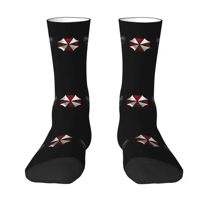 Kawaii Print Umbrella Corporation Socks for Women Men Stretchy Summer Autumn Winter Horror Zombie Video Game Crew Socks