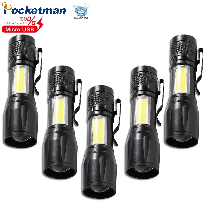 

Built In Battery Zoomable Focus Mini Led Flashlight Torch Lamp Lantern Adjustable Penlight Waterproof T Led Light