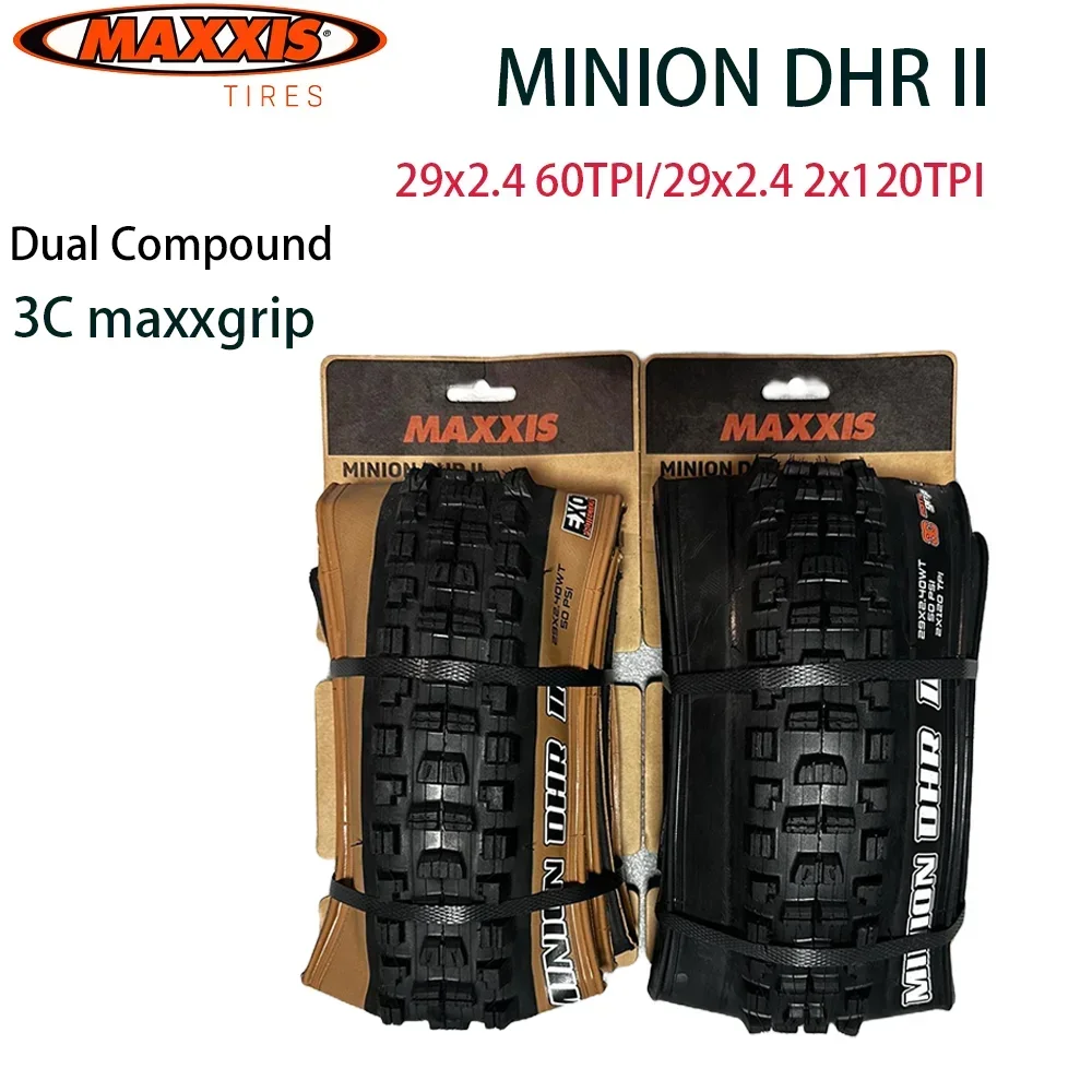 Maxxis MTB Bike Tire 29x2.4 Minion DHR II WT Tubeless Ready Folding 3C MaxxGrip Enduro Trail Downhill Rear E-Bike