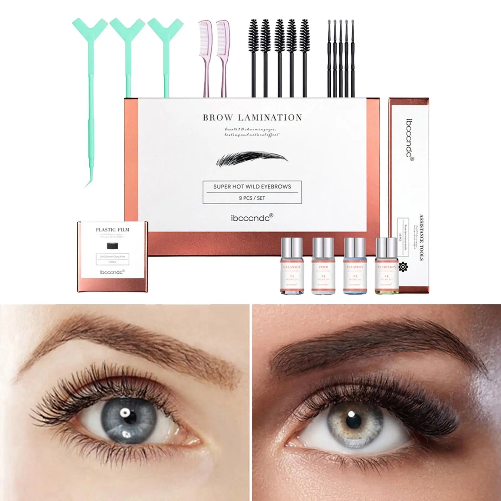 Laminierungsset mit Styling-Stick, trendig, mit Augenbrauenkamm, Starter-Set für Augenbrauen, Dauerwelle, Augen-Make-up, Profis, Anfänger, Frauen