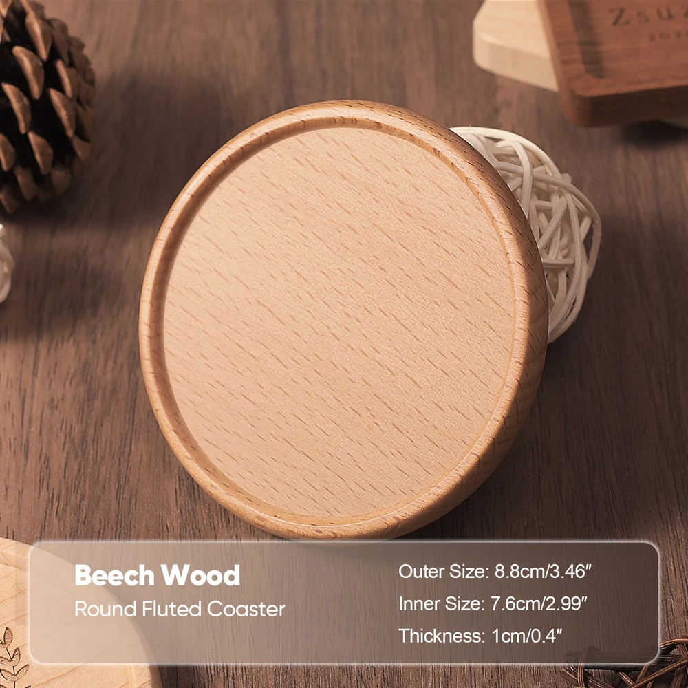 1PCS Solide Walnuss Holz Untersetzer Runde Quadratische Buche Holz Tasse Matte Langlebig Hitzebeständige Tee Kaffee Tasse Pad Tischsets 8,8 cm/3,46 in – Detail 7