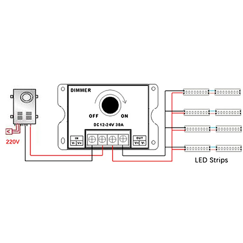 

Dimmer DC 12V 24V LED Dimmer Switch 8A/30A Regulator Adjustable Controller For LED Strip Light Light Modulator Lamp