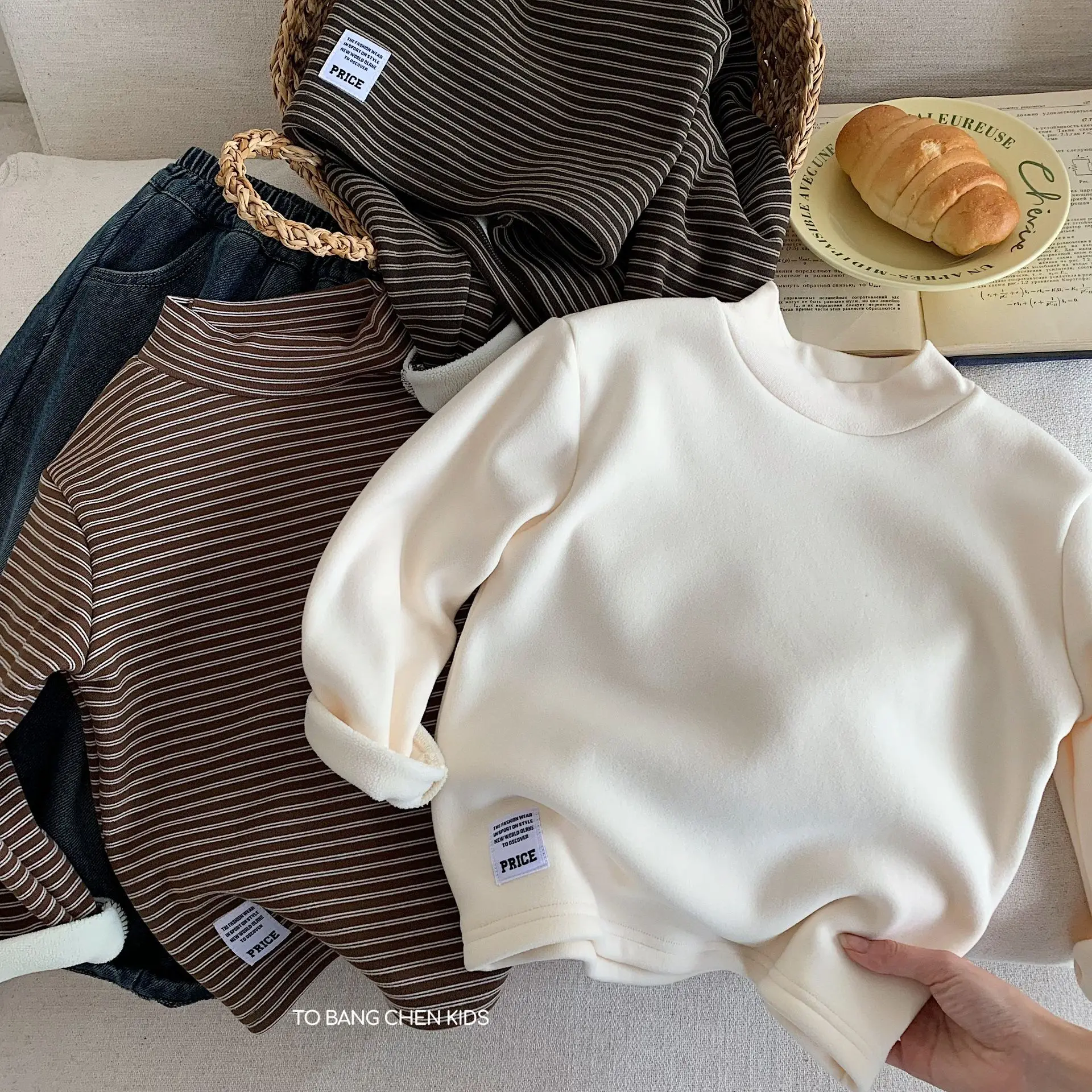 

Детская рубашка для маленьких мальчиков, утепленная теплая полосатая полуводолазка, футболка для маленьких мальчиков, повседневная универсальная майка для маленьких мальчиков, топы