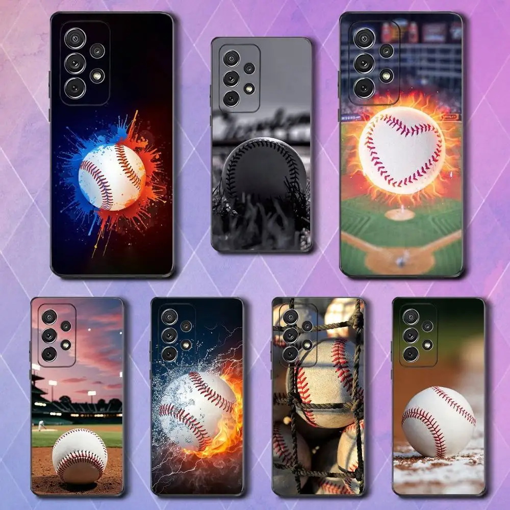 

Sport Art Baseball Case For Samsung S22,S25,Ultra,S24,S23,FE,S20,S10,Plus,S21,S9,Lite,Soft Silicone Black