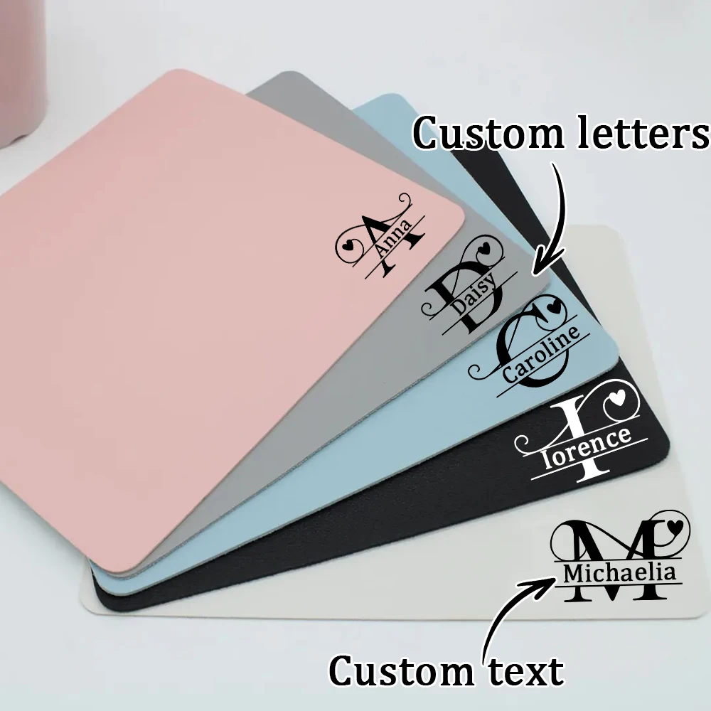 Customized Solid Color Simple Leather Anti-Slip Mouse Pad Birthday And Holiday Gift Custom Name Letter Personalized Mouse Pad