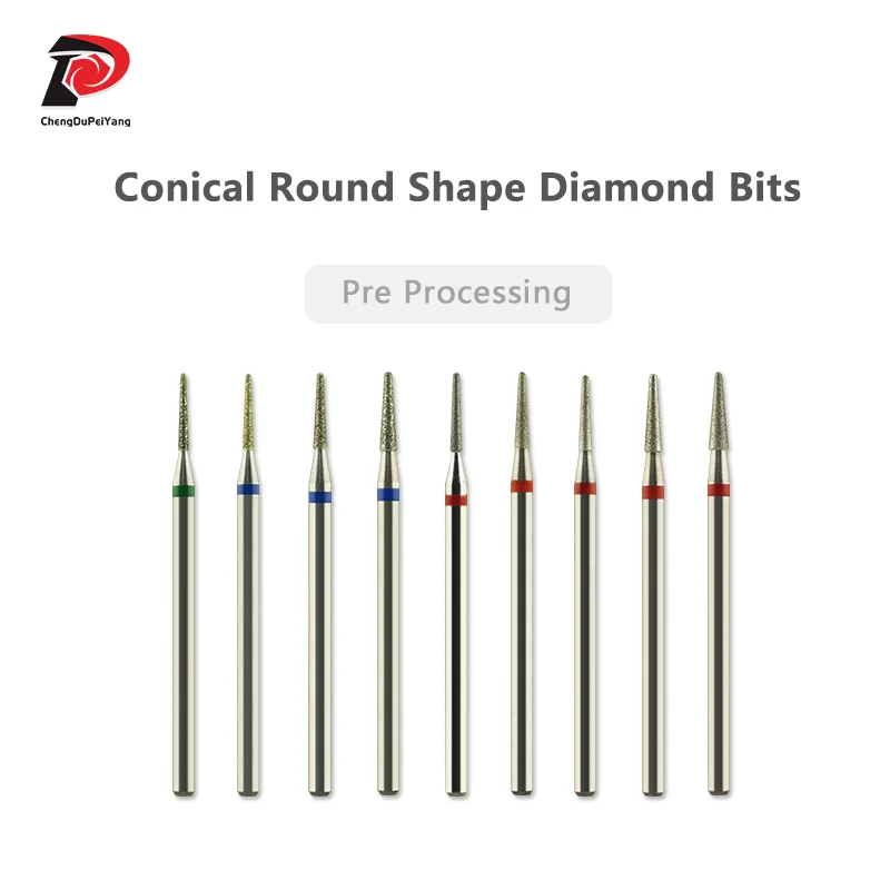 Conical Rounded Shape Diamond Bits Remove Gel Manicure Tool Accessory Cuticle Clean Nail Drill Bits