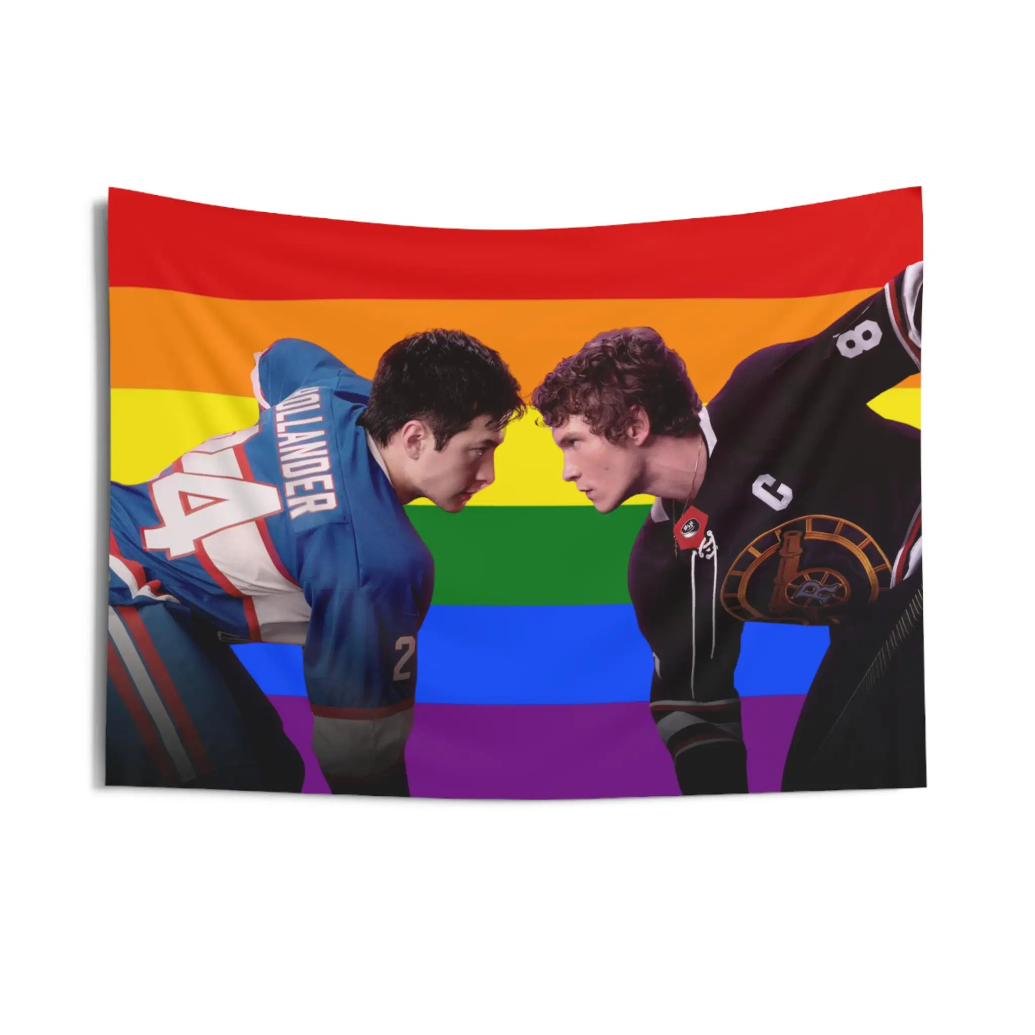 Heated Rivalry Gay Pride Flag Tapestry - LGBTQIA+ Pride Month - Hudson Williams, Connor Storrie