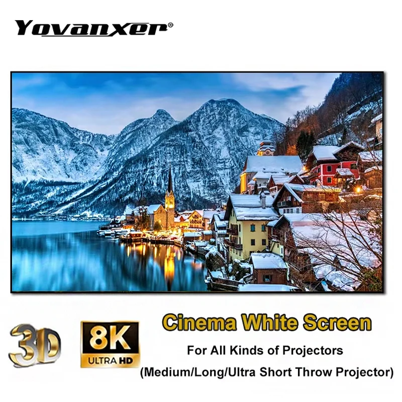 

250 Inch Max Cinema White Projector Screen Large Size 1cm Ultra Narrow Bezel Projection Screen For All Kinds of Projectors