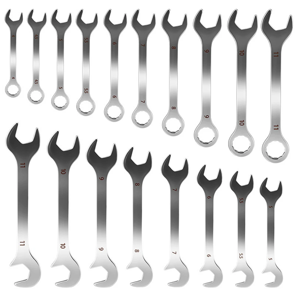 Мини-набор двойных открытых ключей с сумкой для хранения 8, 10 предметов, размеры от 4 до 11 мм, набор инструментов из углеродистой стали для обслуживания машин