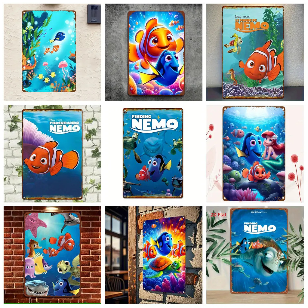 

Miniso Finding Nemo Dynamic Collection Retro Vintage Tin Sign Poster Decorative Plaque Metal Plate Wall Decor