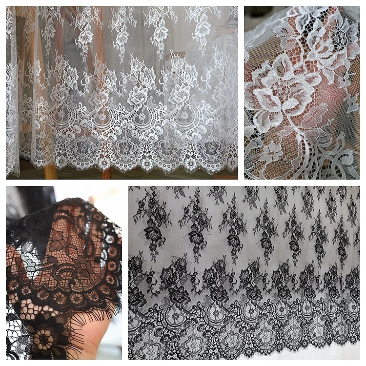 3 メートルの高品質フル幅まつげレース生地ウェディングベール袍ドレス衣料品材料背景装飾アクセサリー
