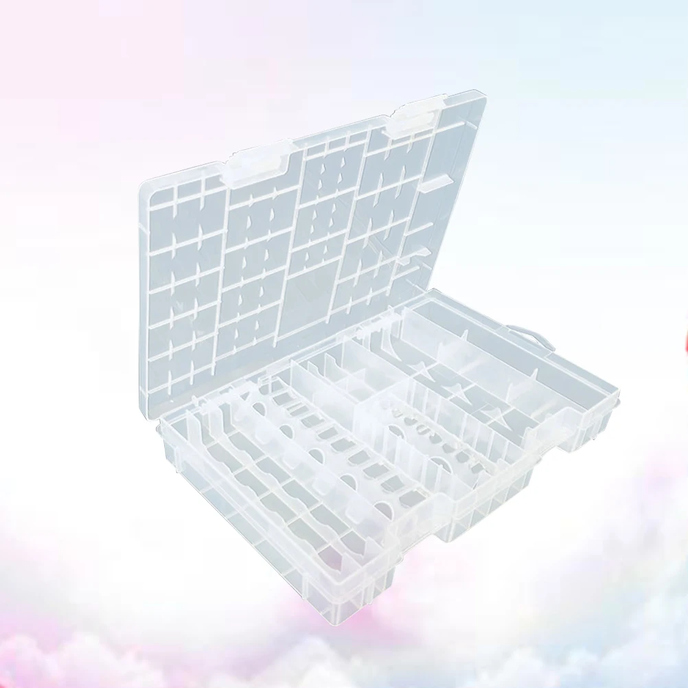 

Clear Portable Hard Plastic Storage Case Organizer Holds 10-20 Aa 8-15 Aaa 5 C 4 D 2 9V Batteries Storage Box