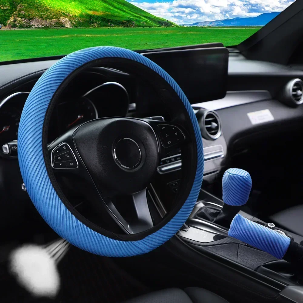 NEW Car Four Seasons Universal Massage Coarse Mesh Ice Silk Ring Free Elastic Fashion Steering Wheel Cover Internal Accessories