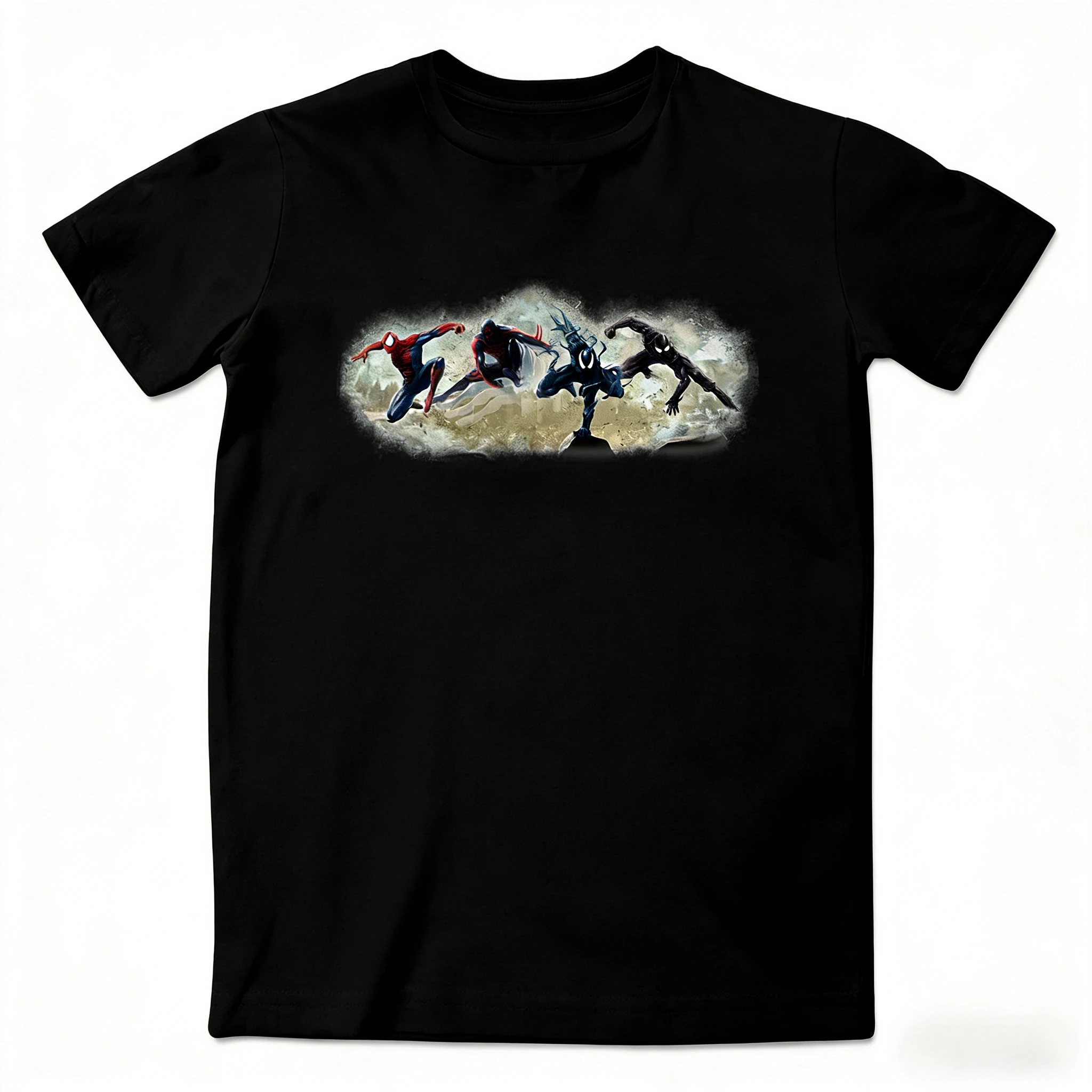 Marvel Spider-Man Miles Morales Venom Print T Shirt Men's Casual Cotton Short Sleeve, Superhero Fan Gift