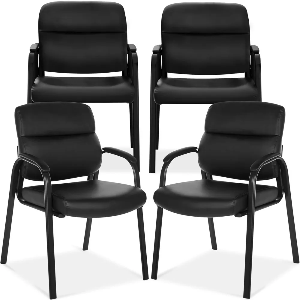 Conference Chairs Set of 4 with Padded Arms, Leather Guest Chair, Big and Tall Executive Office Chair, Conference Chairs