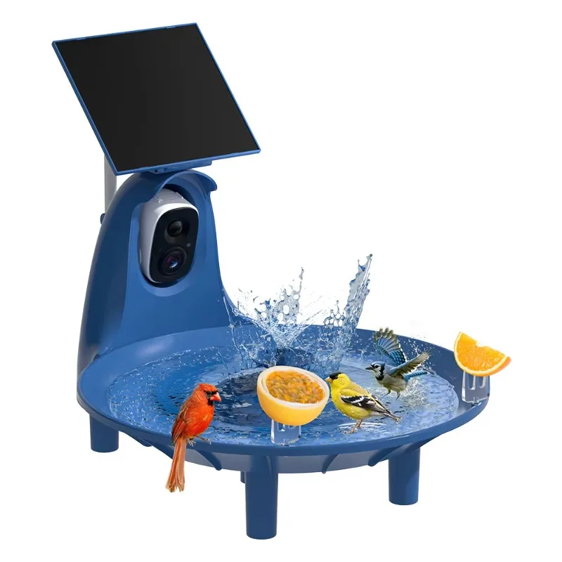 WiFi-connected solar powered 2K resolution smart bird watching device, waterproof garden wildlife artificial intelligence bird