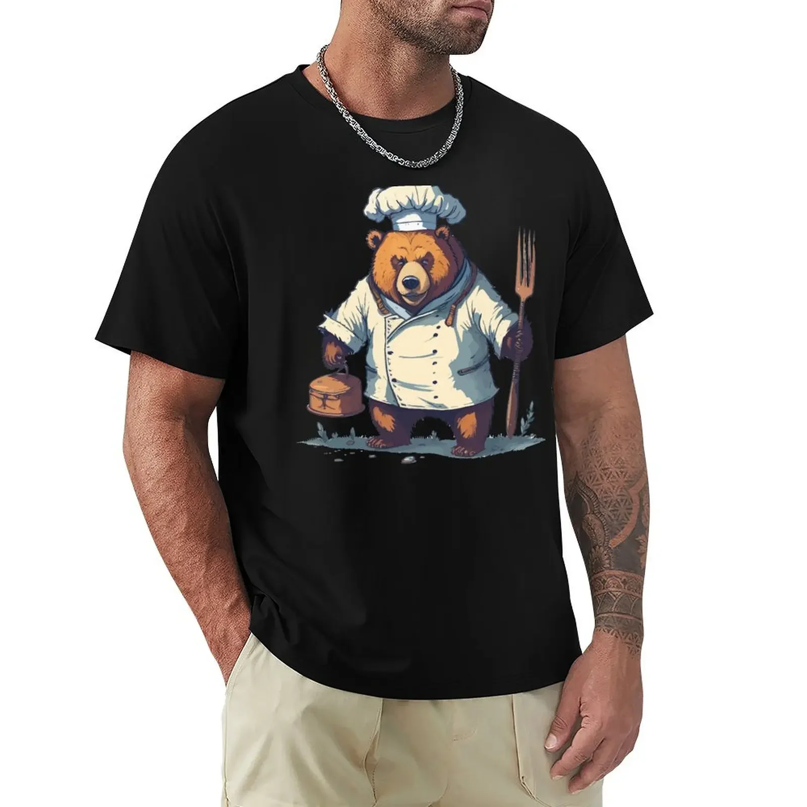 

Bear Chef T-shirt anime oversized mens tall t shirts