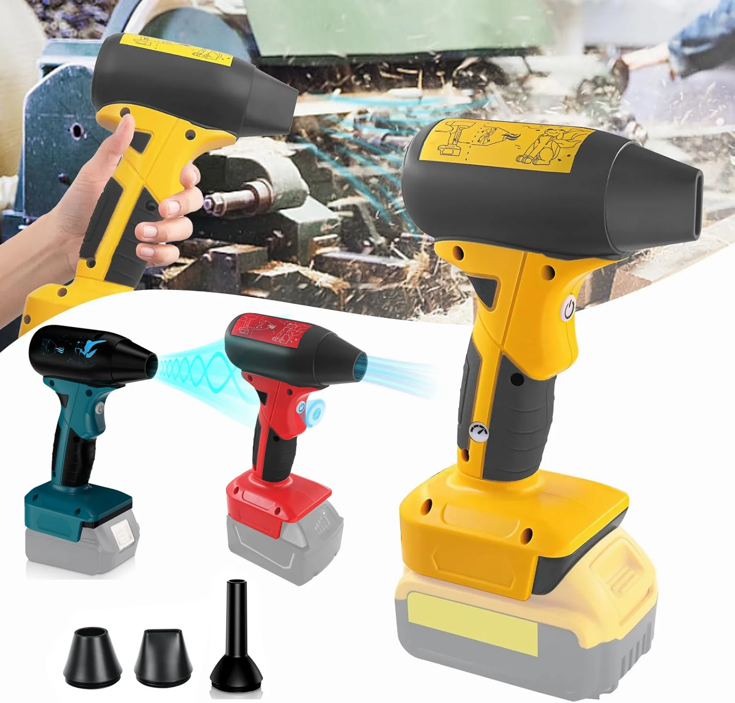 منفاخ صغير بمروحة نفاثة 130000 دورة في الدقيقة لبطارية ديوالت/ماكيتا/ميلووكي منفضة هواء لاسلكية للتنظيف