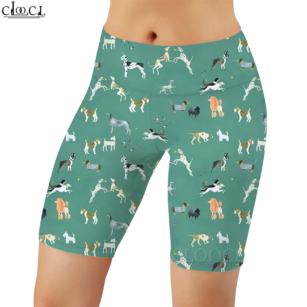 CLOOCL Casual Frauen Enge Shorts Cartoon Welpen Muster 3D Gedruckt Leggings für Weibliche Gym Training Jogging Sexy Nahtlose Shorts