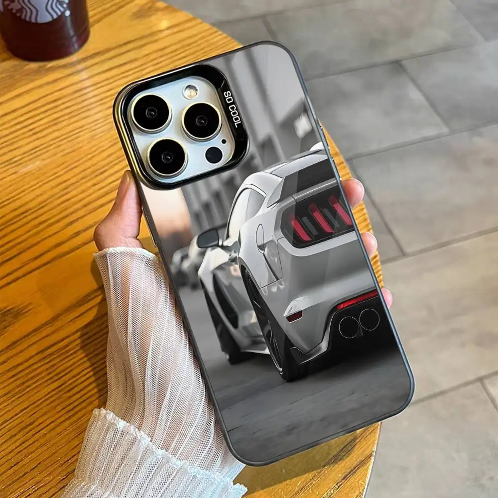 حافظة هاتف رائعة للسيارة S-Sports C لهاتف آيفون 16 17 15 14 12 13 Pro Max غطاء مقاوم للصدمات باللون الأسود
