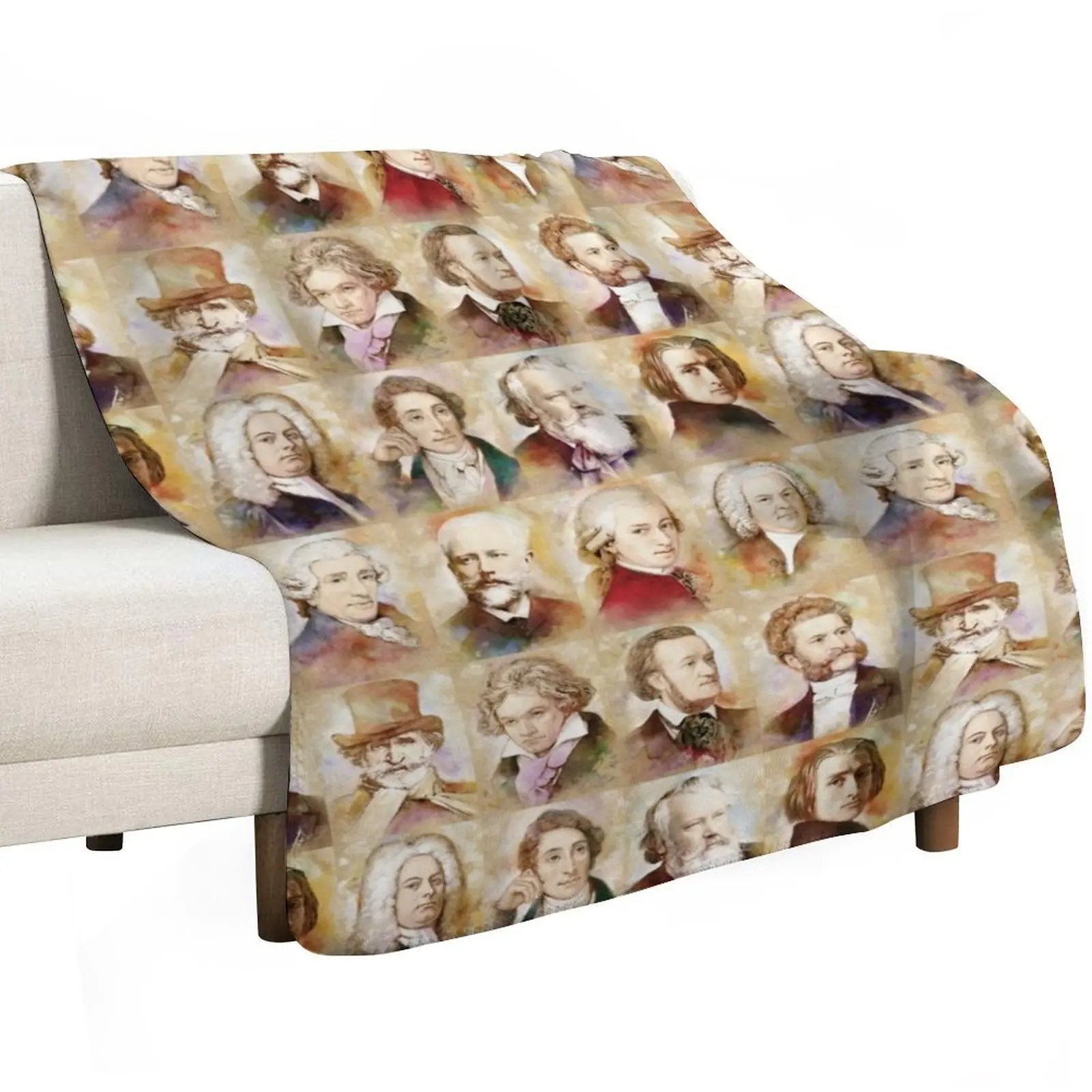 Composers: Mozart, Bach, Beethoven and more Throw Blanket Flannel Quilt for winter blankets and throws Nap Blankets