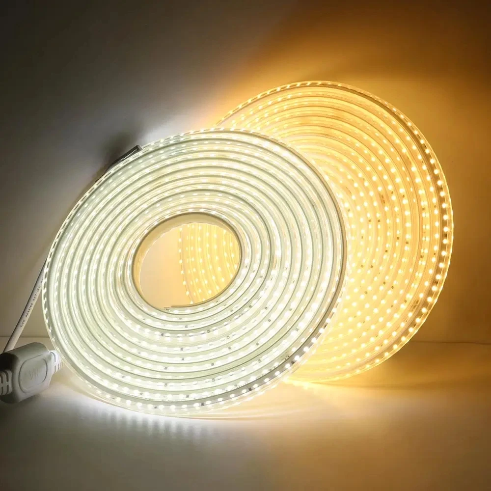 AC220V LED Strip Light SMD 5050 Flexible Lamp Outdoor Waterproof Led Lights White 60leds/m With EU Power Plug 1M/2M/5M/10M/20M