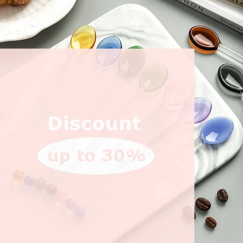 [Colorful Transparent Long Handle Heat Resistant Glass Stirring Spoons For Coffee Tea Dessert Mixing]