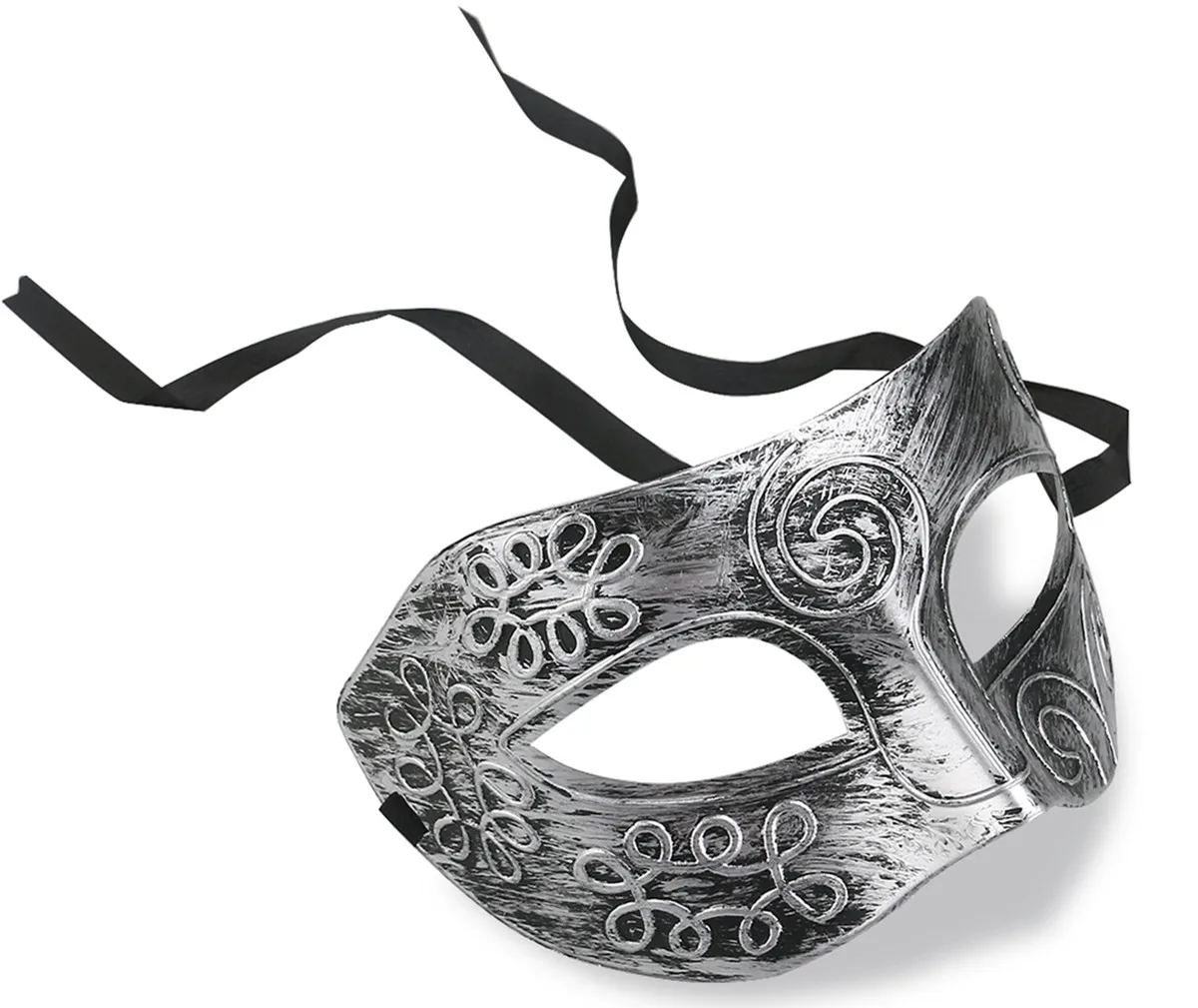 

Roman Masquerade Mask for Men Silver Hard Plastic Adult Costume Masks Halloween Ball Accessories 17x9x8cm