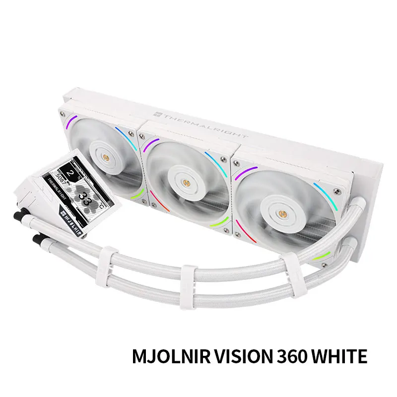 써멀라이트 MJOLNIR VISION 360 ARGB 화이트 올인원 수냉 라디에이터, DIY 3.5 인치 LCD 디스플레이, 320*240 해상도