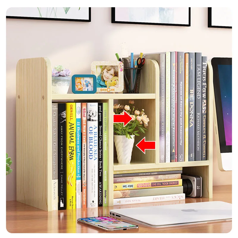 Simple Multi-layer  Bookshelf  Office Study Combination Desk Storage Small  Bookcase Modern Wooden Living Room Furniture 책꽂이