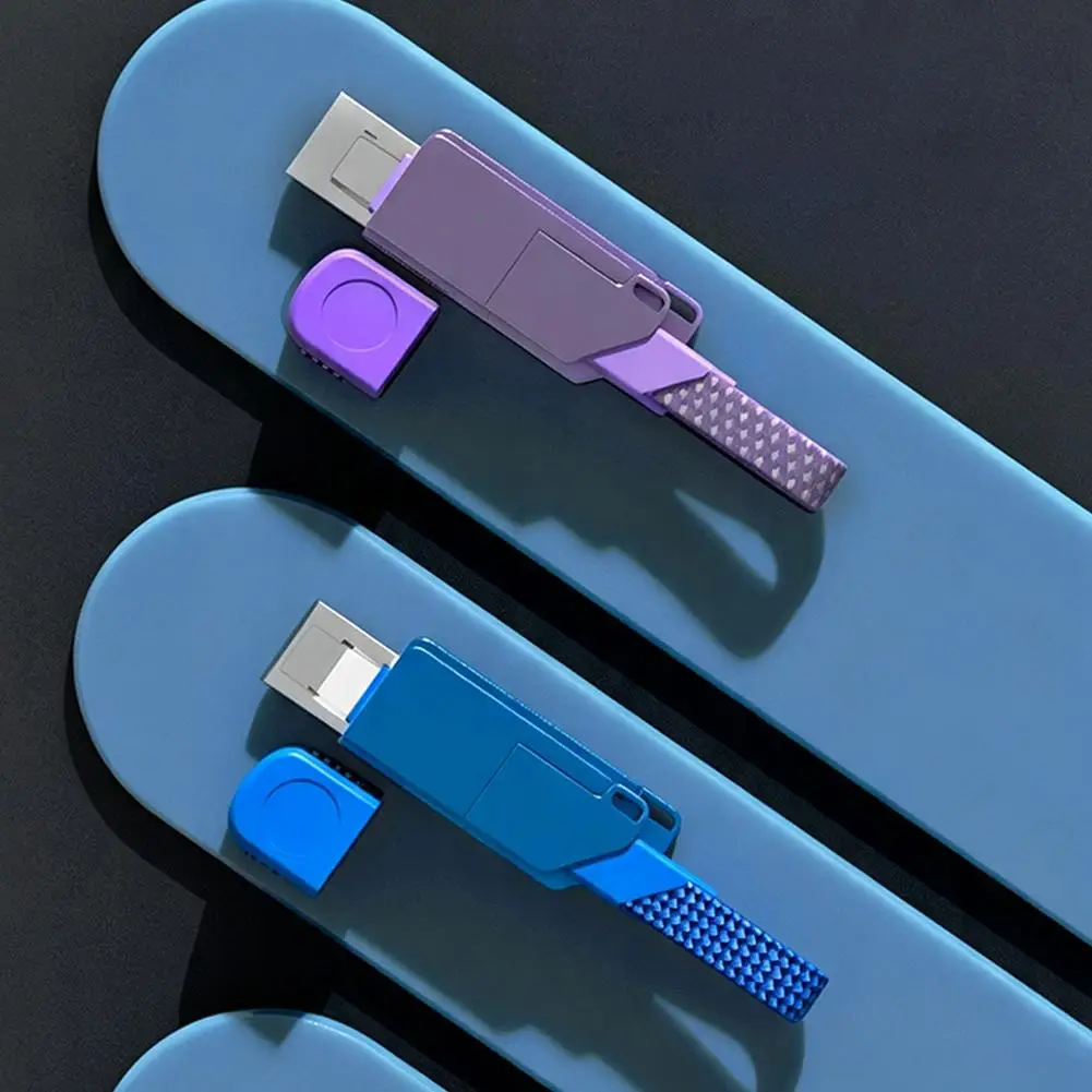60W 4 in 1 Multi Charging Cable Keychain Type C 27W PD Multi Fast Charging Cable Data Cord for iPhone iPad Android Phone Pad