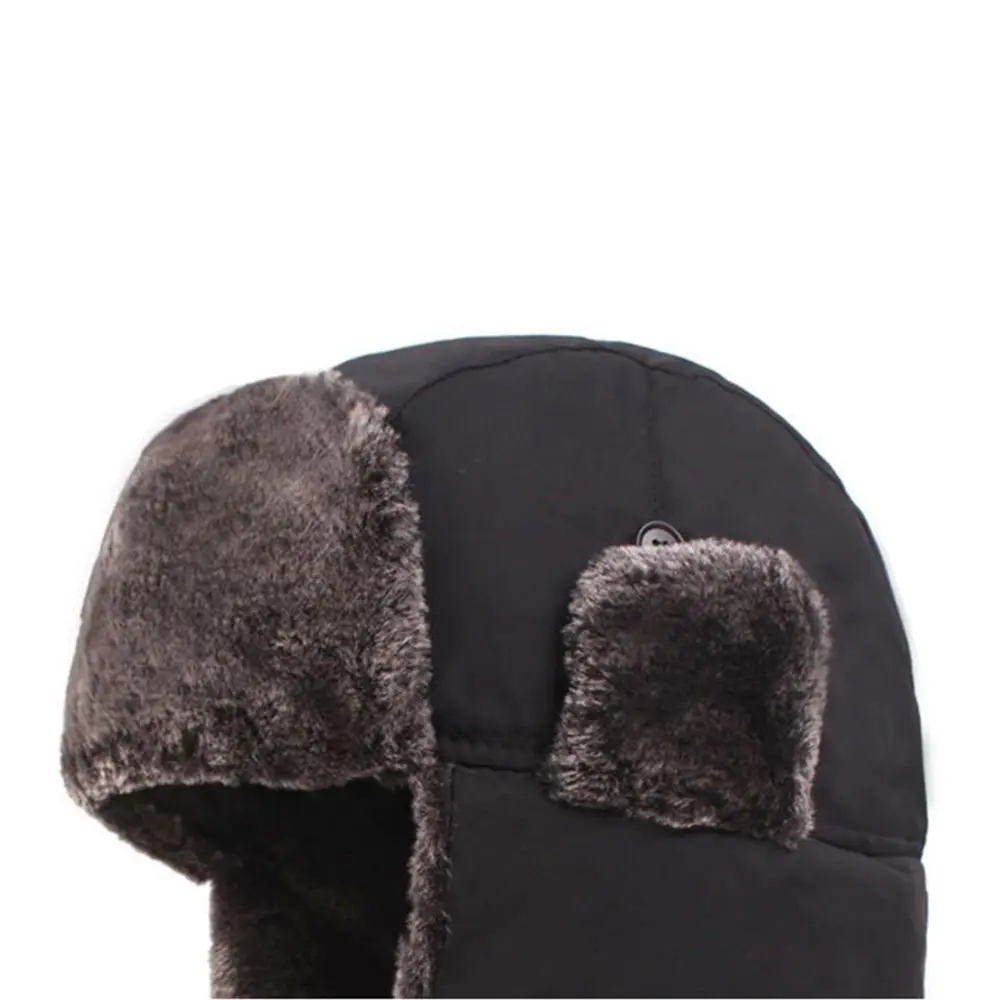 Gorro de bombardero de invierno a prueba de viento, protección para los oídos, gorro grueso con orejeras para hombre, accesorios de esquí, sombrero para ancianos, deportes al aire libre