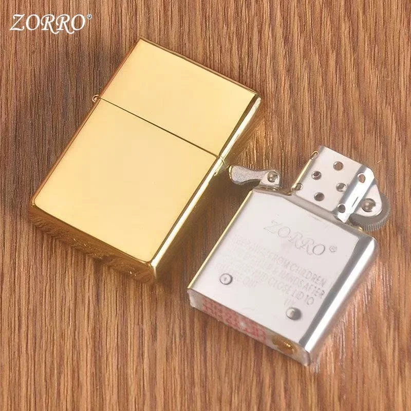 Zorro 902 Hand-carved Kerosen e Lighter Golden Old-fashioned Four-sided Engraving Multi-picture Nostalgic Boyfriend Gift