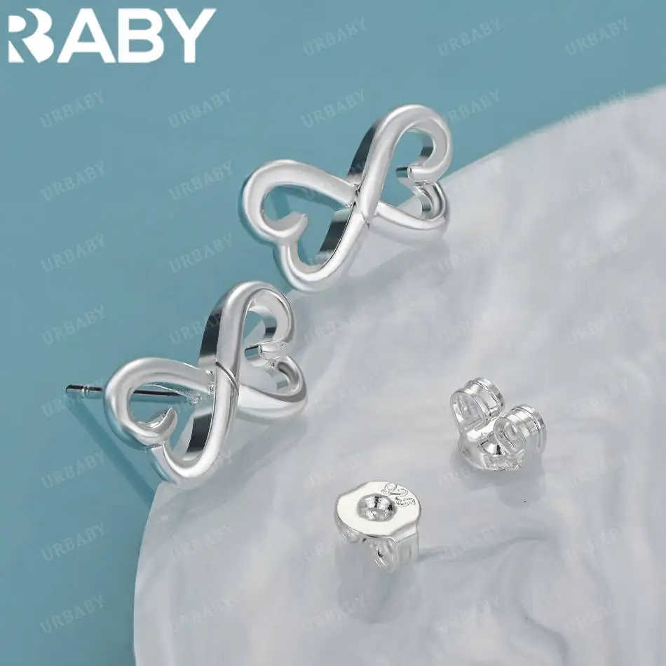 

URBABY 925 Sterling Silver Hearts Earrings Stud Earrings Fashion Jewelry Charm Grace Noble Wedding Accessories